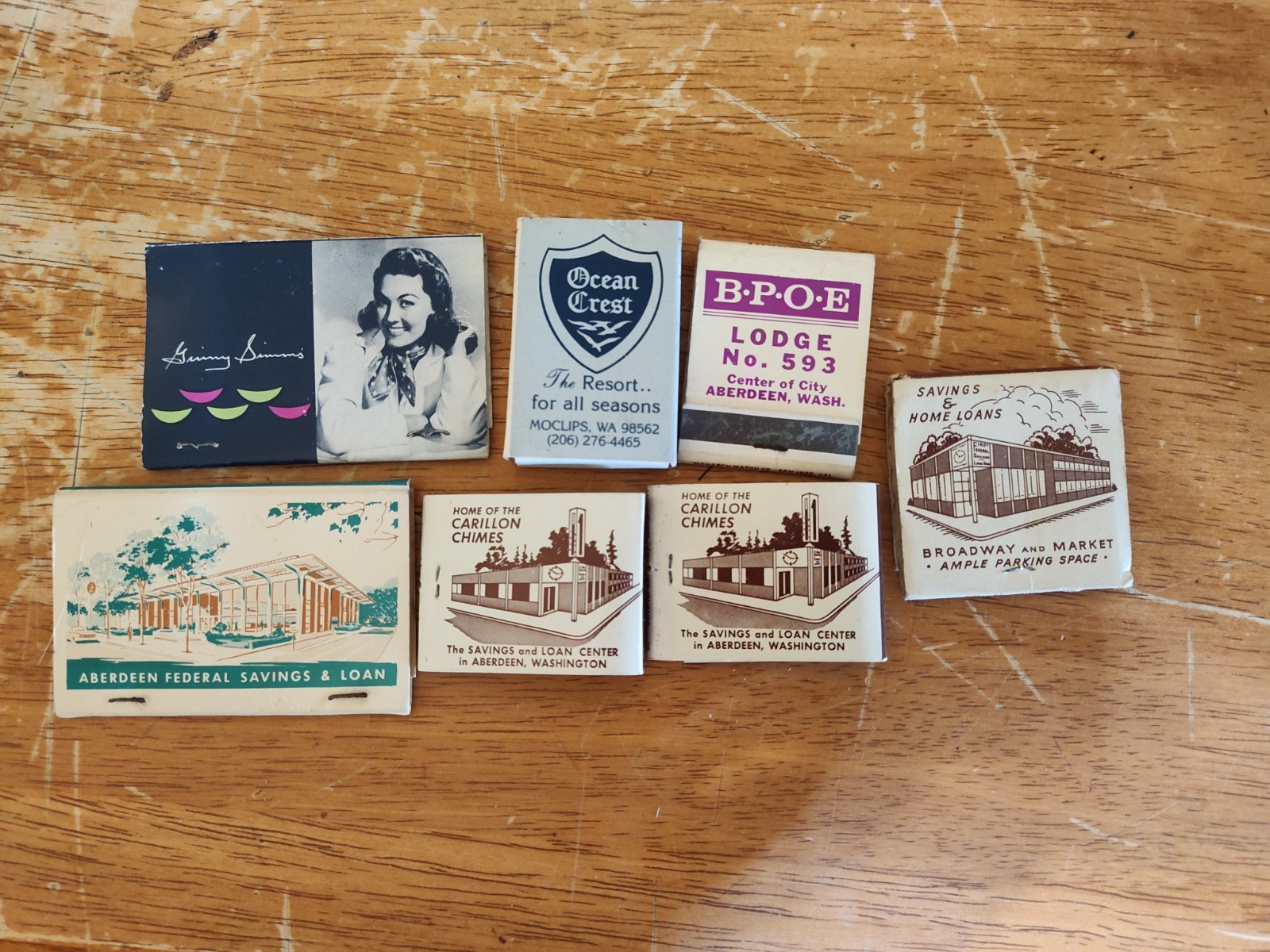 LOT OF GRAYS HARBOR WASHINGTON MATCHBOOKS ABERDEEN SHORES MOCLIPS