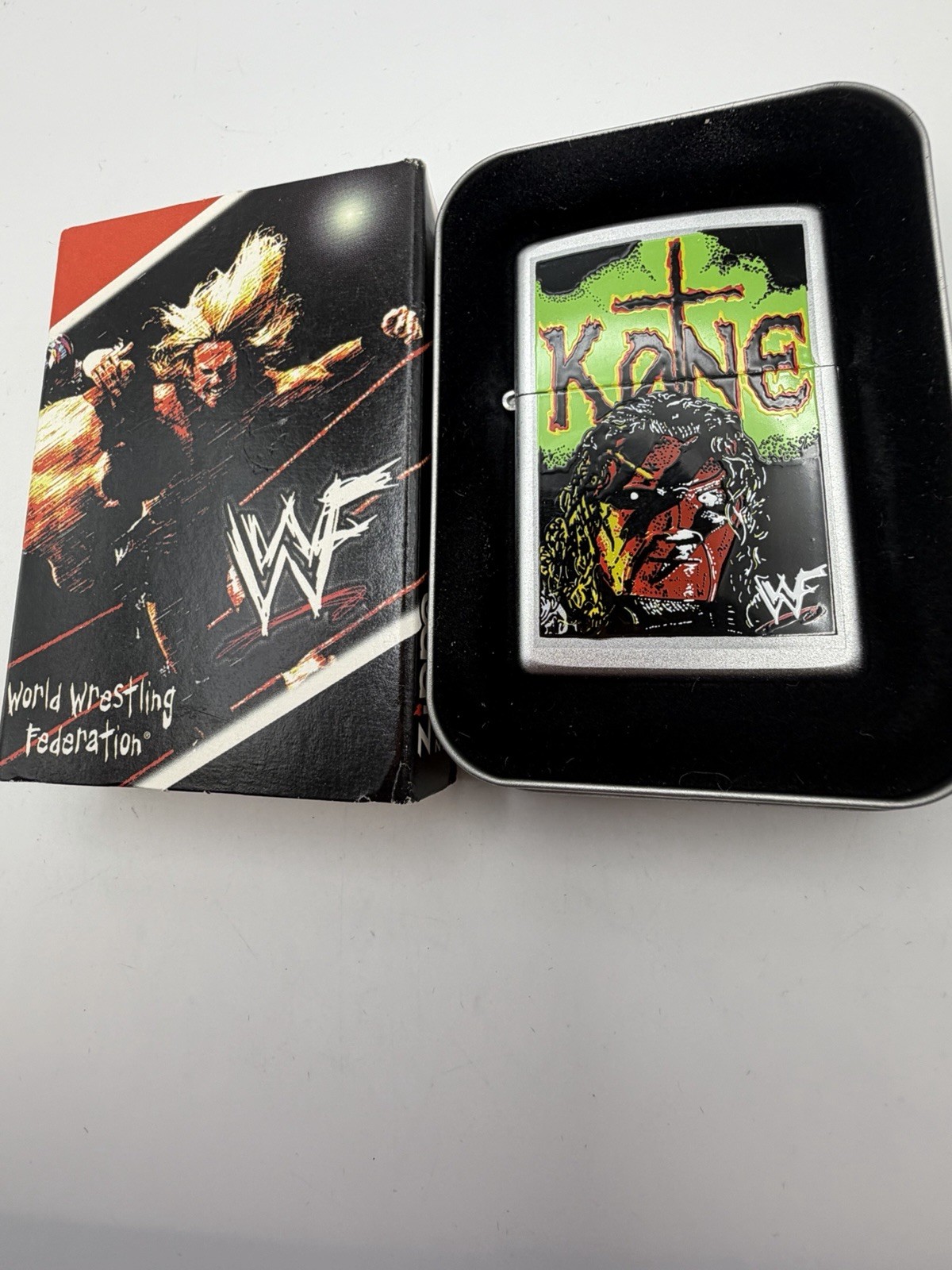 Vintage 1999 Kane WWF Wrestling Chrome Zippo Lighter New B5