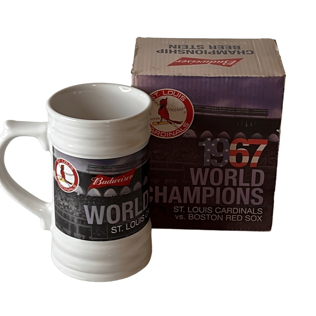 1967 St Louis Cardinal bs Boston Red Sox World Champions BUDWEISER mug beer stei