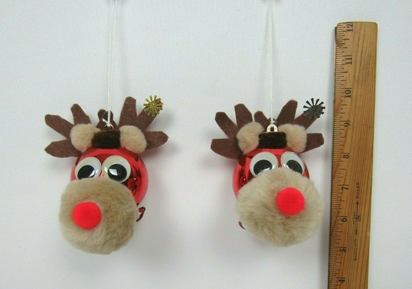 VTG 1960s - 1970s HAND MADE GLASS REINDEER CHRISTMAS TREE ORNAMENTS 4