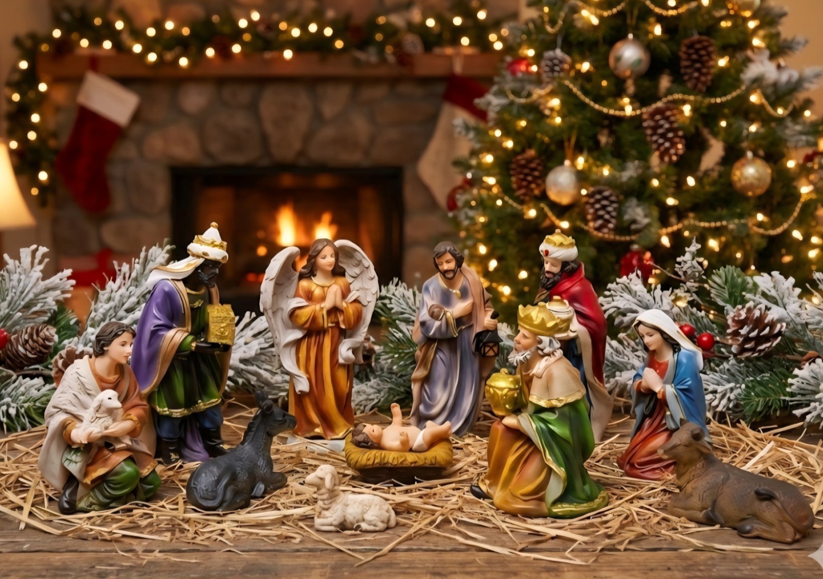 11 piece Nativity set 5 inch- Christmas Manger scene-Complete Christmas decor
