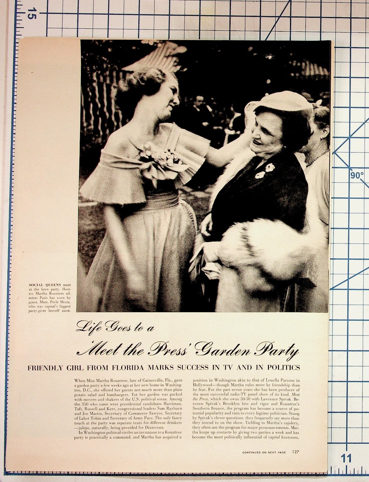 1940s Life Magazine Article Martha Rountree Meet the Press Garden Party Ephemera