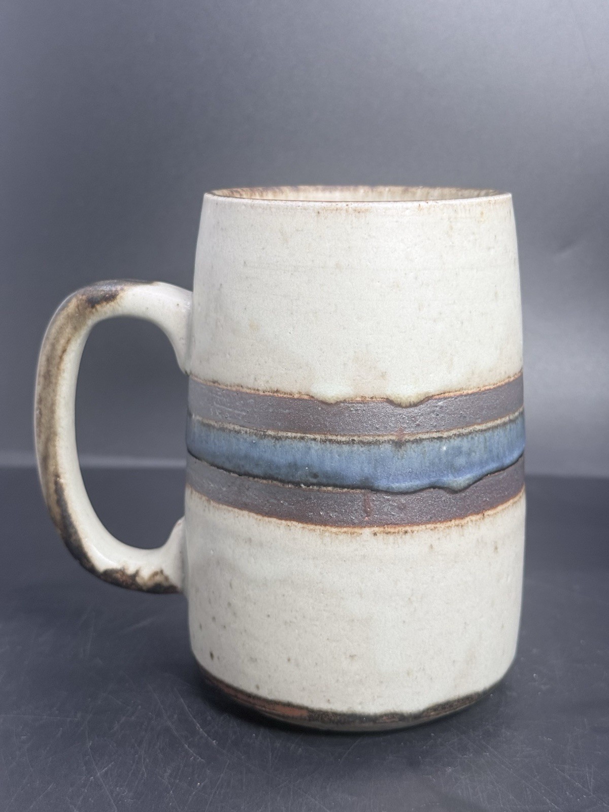 Vintage Otagiri Horizon Stoneware Handmade Pottery GrandMug Japan 5 1/8” 16 oz