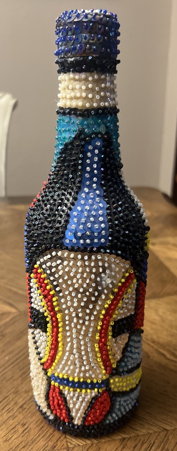 Vintage Authentic Haitian Vodou Voodoo Sequin Bottle - Spiritual Art - Beautiful