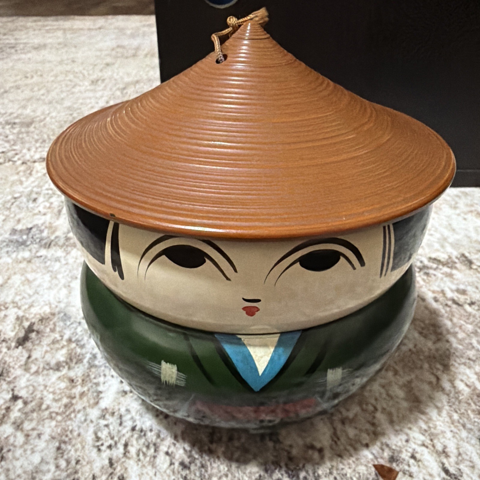 Vintage Japanese Kokeshi Lacquerware Stacking Bento  Candy Bowl Tiered Jubako 