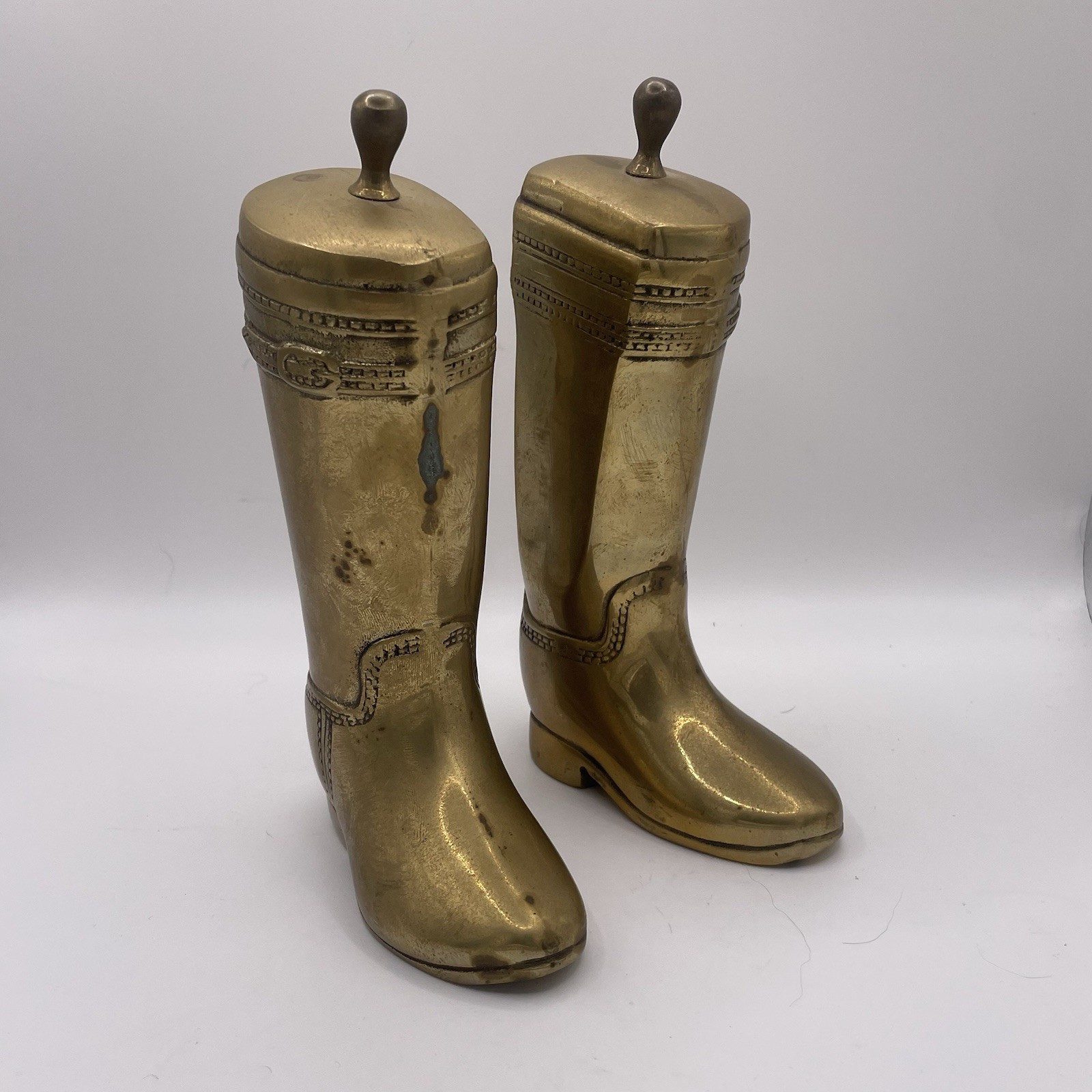 Vintage Solid Brass English Riding Boot Book Ends, Ralph Lauren style, Korea