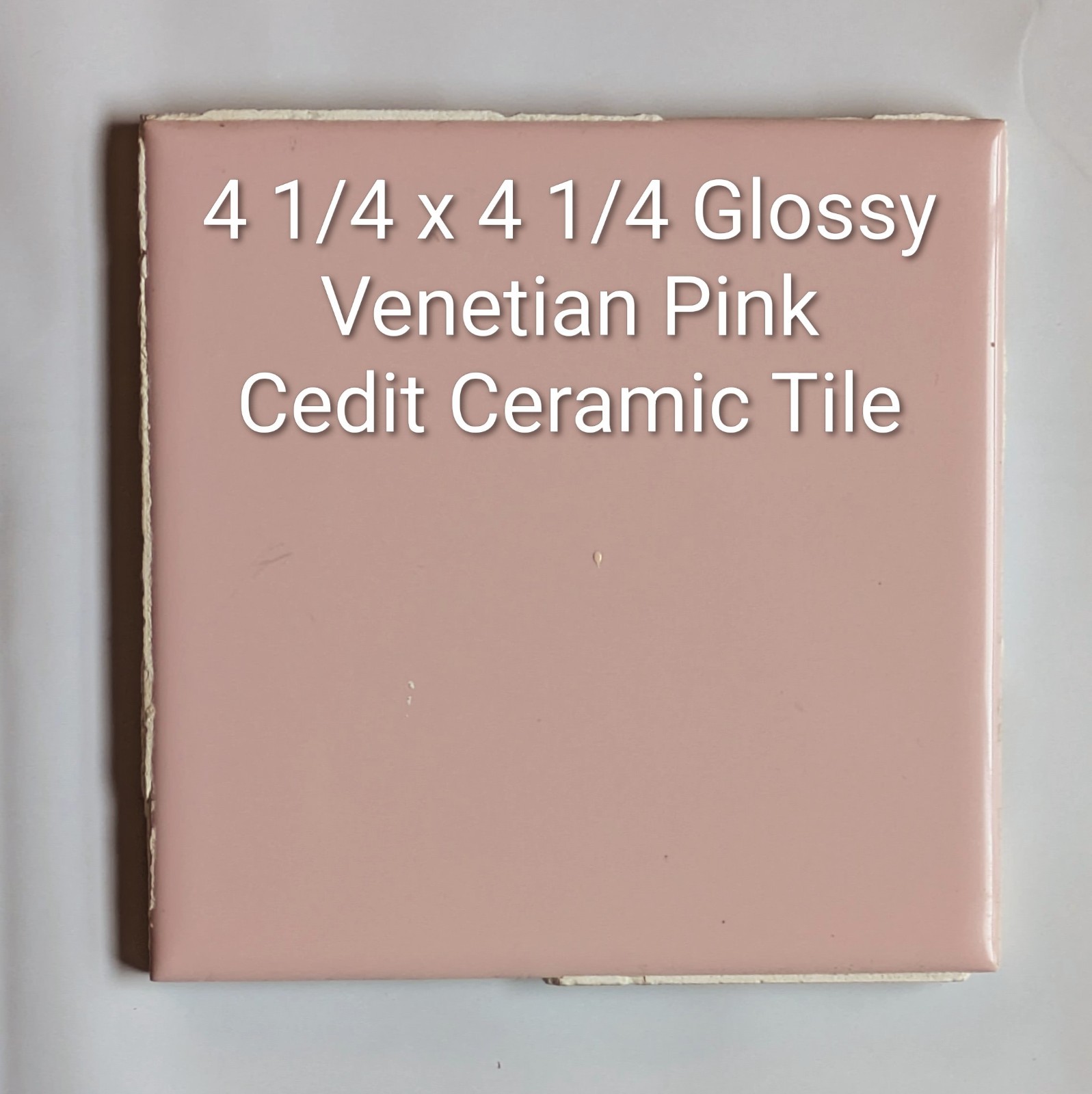 1 Tile Venetian Pink Glossy Ceramic 1960s 4 1/4\