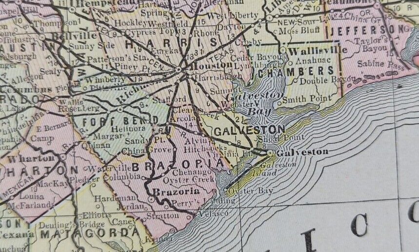 Antique 1892 TEXAS Map 22\