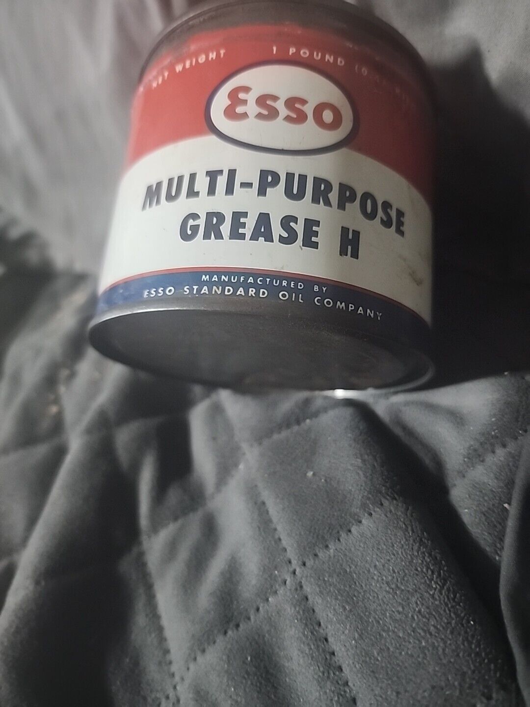Vintage 1 Lb Esso Multi Purpose Grease Oil Can Gas Service Station Advertising