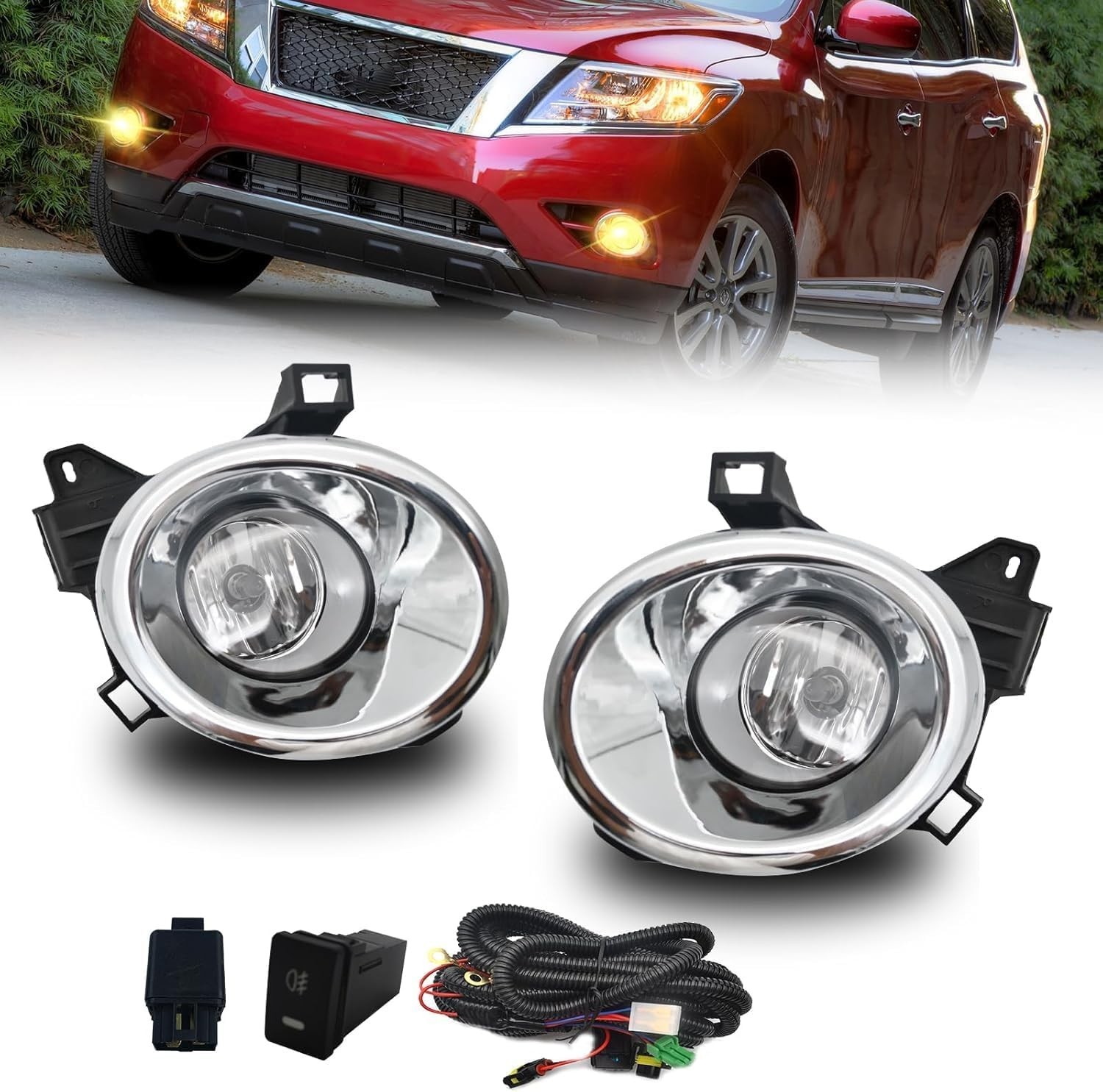 Fog Lights for 2013-2016 Nissan Pathfinder Fog Lights with Halogen Bulbs & Assem