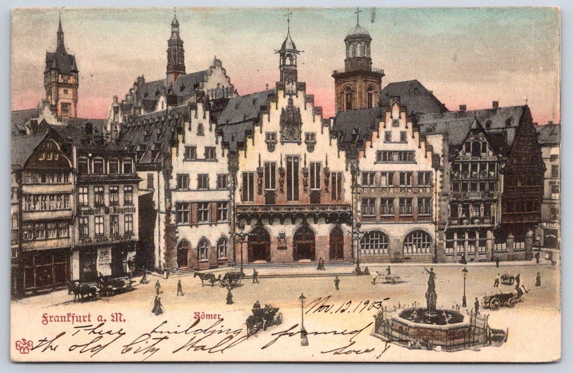 Antique Germany Postcard FRANKFURT AM Main Romer City Hall 1905 Antique Germany Postcard FRANKFURT AM Main Romer City Hall 1905