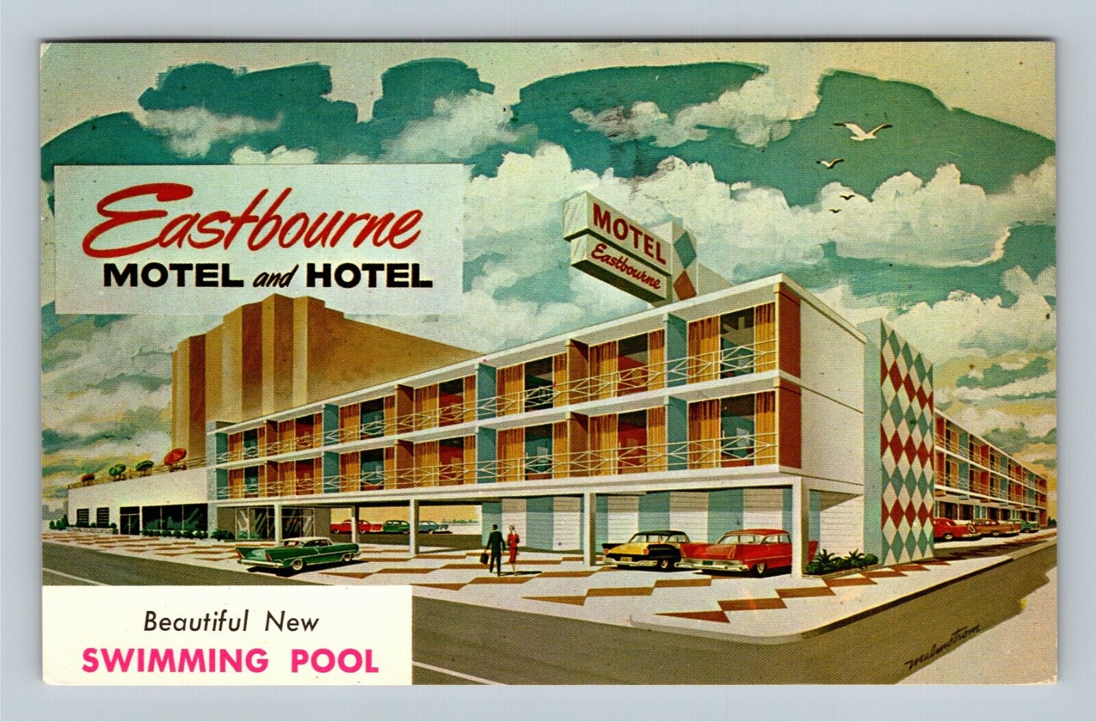 Atlantic City NJ, Eastbourne Motel & Hotel, New Jersey c1966 Vintage Postcard