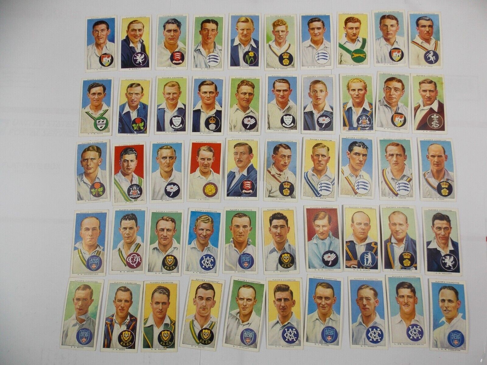 Players Cigarette Cards Cricketers 1938 Complete Set 50