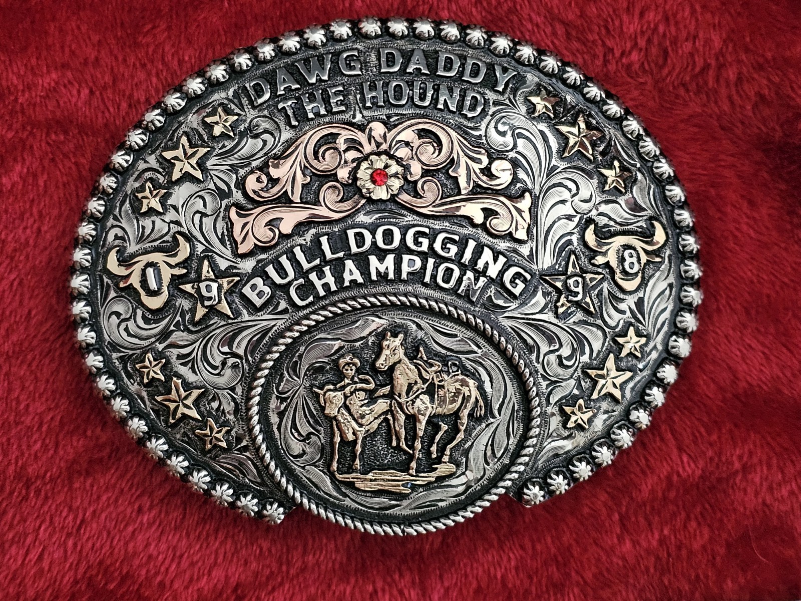 Bulldogging Champion☆1998☆X~TREME☆RODEO TROPHY BUCKLE☆Dawg Daddy☆Rare☆310