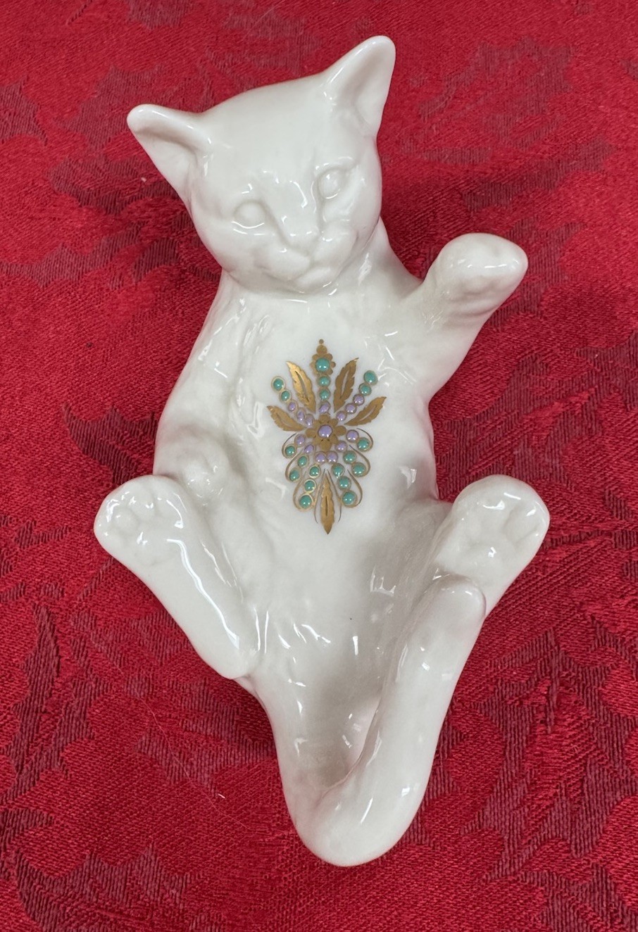 Lenox 1994 China Jewels Collection Cat/Kitten Laying On Its Back Figurine New