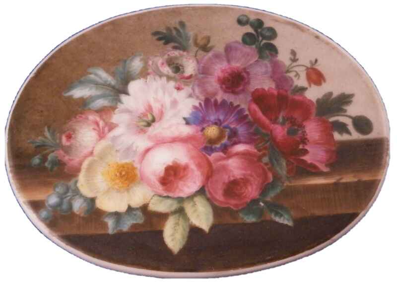 Antique 19thC English Porcelain Flower Scene Still Life Plaque Porzellan Bild 