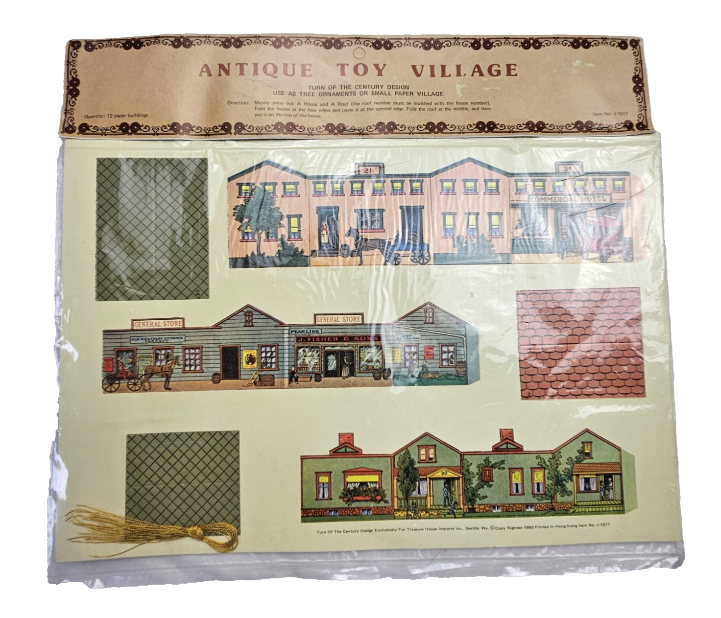 Vintage Press Out Toy Village. 12 Buildings. NIB 1980