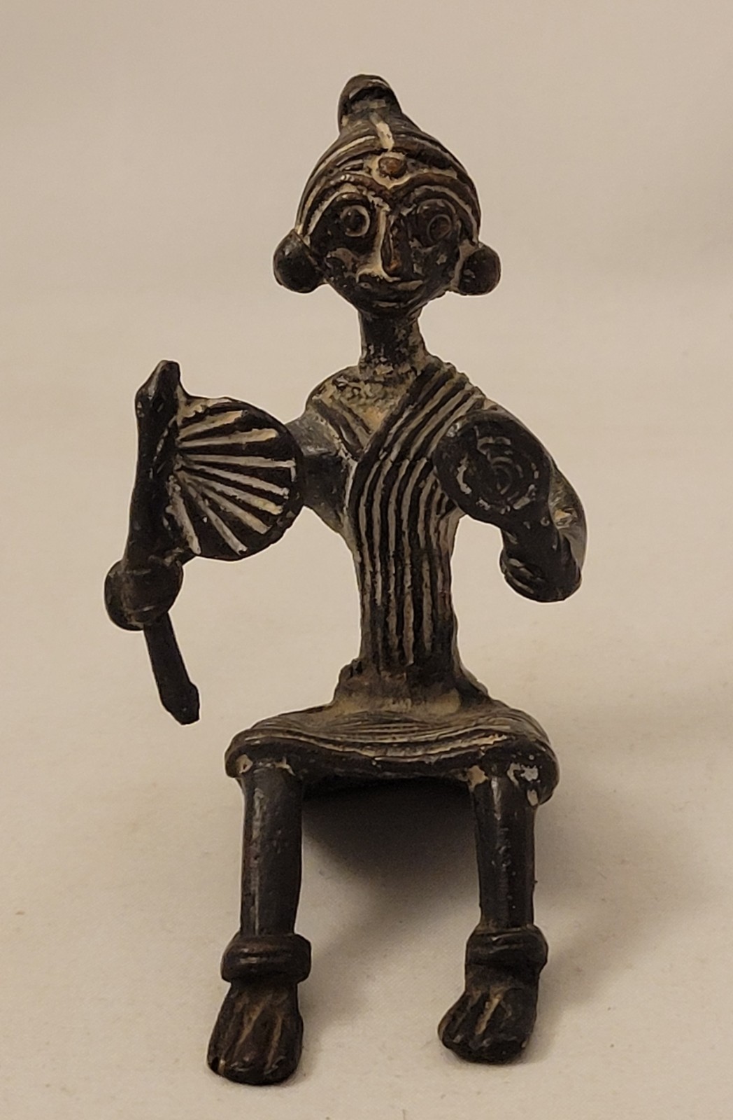 Vintage Dhokra Brass Seated Figurine