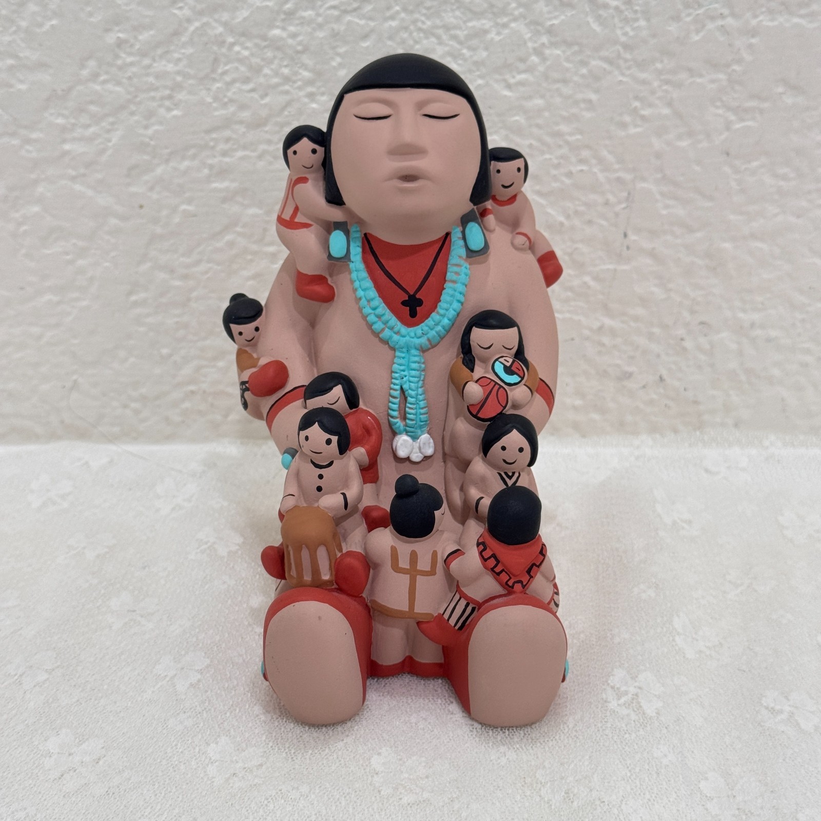 Vintage 1986 Teissedre Signed Native American Storyteller Children Figurine 6