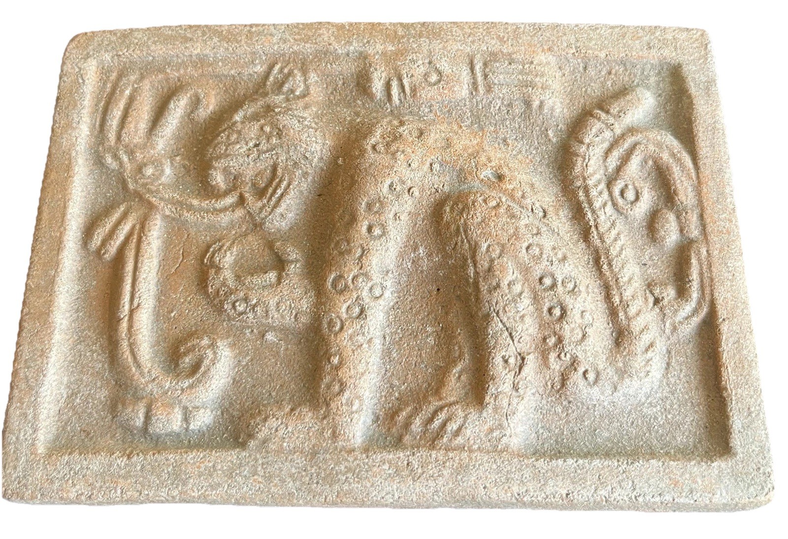 Mayan Aztec Jaguar Clay Tile 5” x 3.5” Nayarit Mexico Hanging Ix Balam Ocelotl