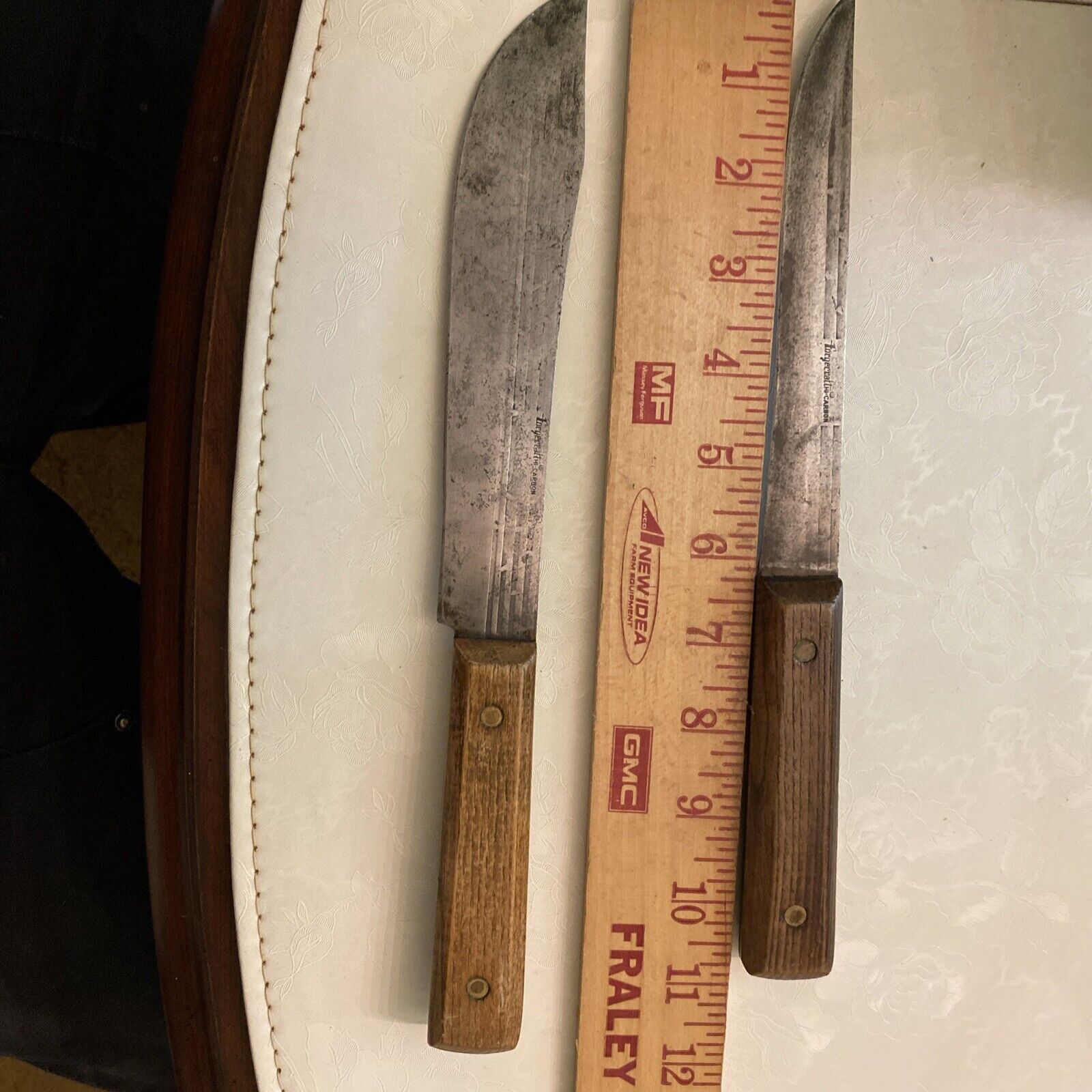 2-Vintage Forgecraft HI CARBON Steel Butcher Knife Set.  Made In The USA