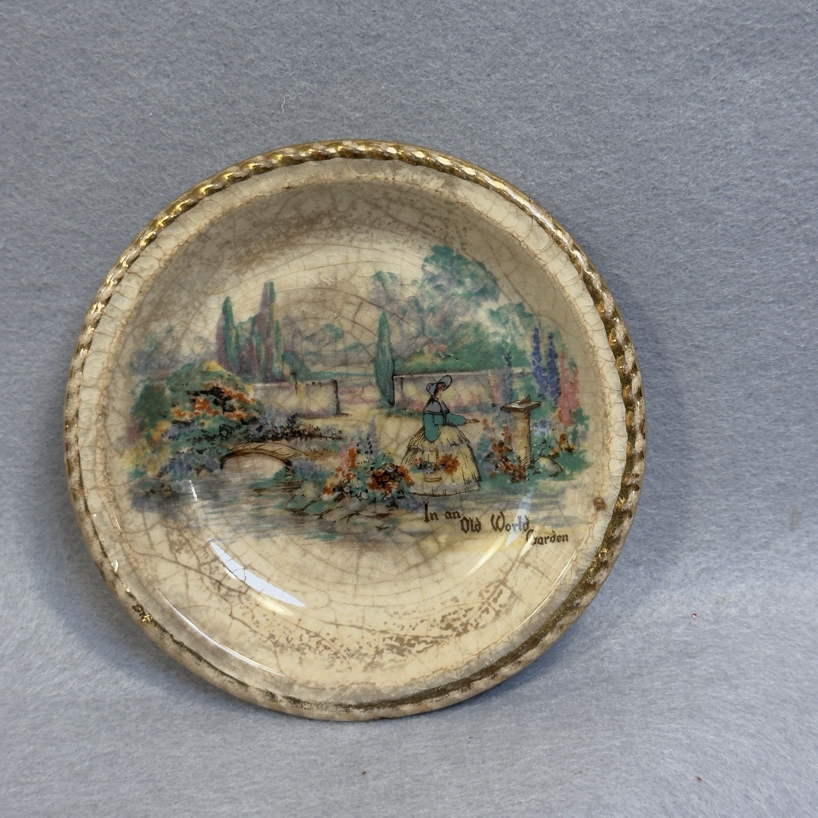 Vintage Sandland Ware In an Old World Garden Pin Dish Lancaster Sandland England