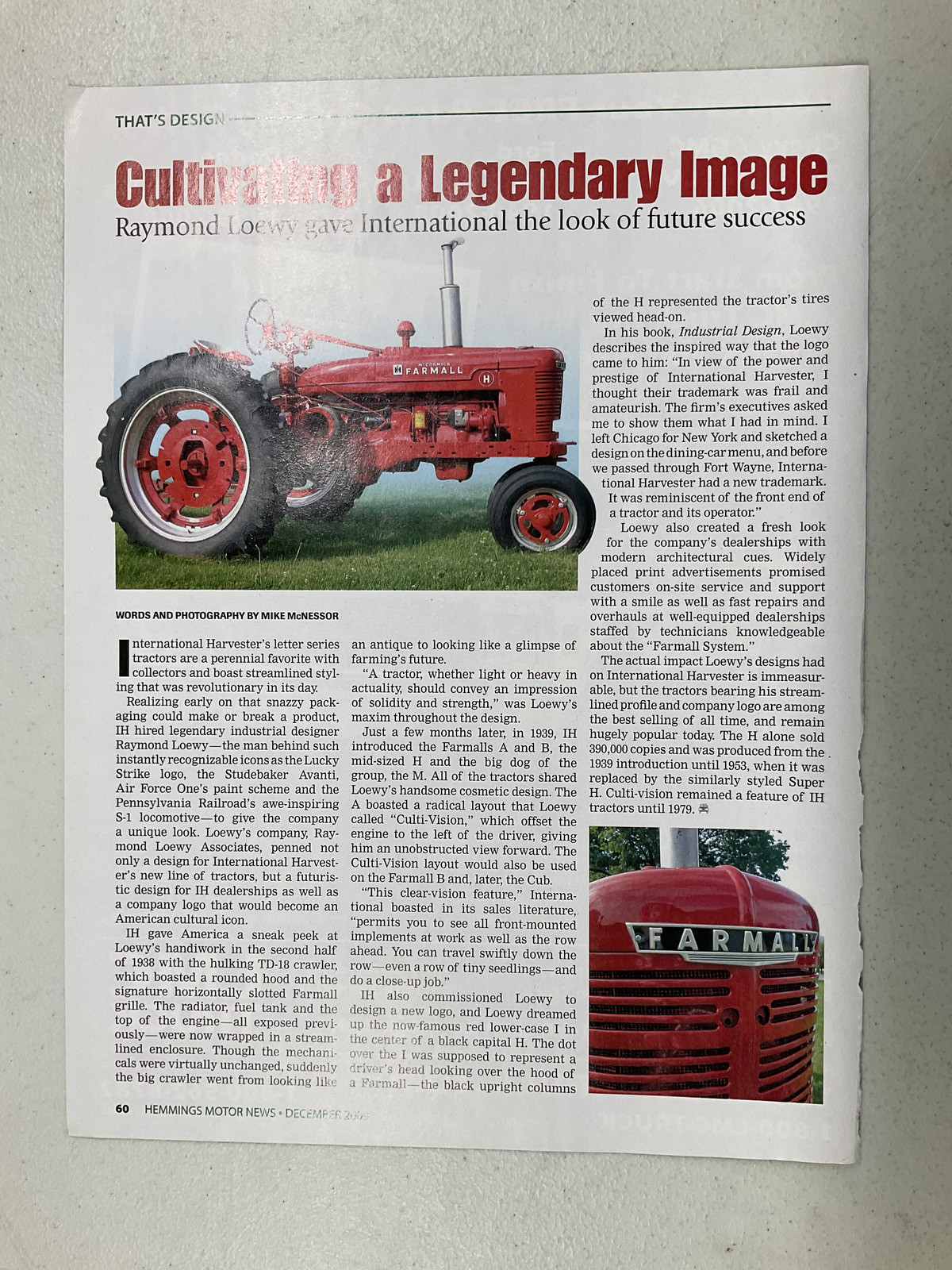 HMN 721 Article That's Design Cultivating a Legendary Image FARMALL Dec 2009 1 p