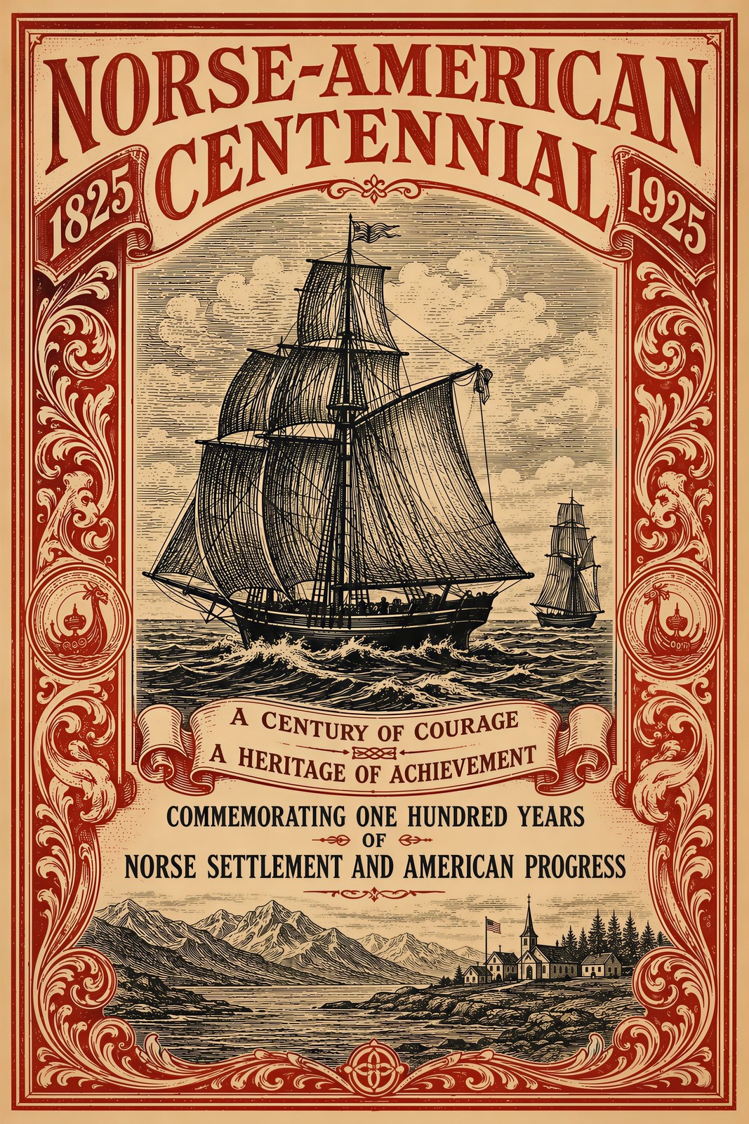 Norse-American Centennial 1825-1925 Poster 12x18” Rare Reprint 🌟 Norse-American Centennial 1825-1925 Poster 12x18” Rare Reprint 🌟