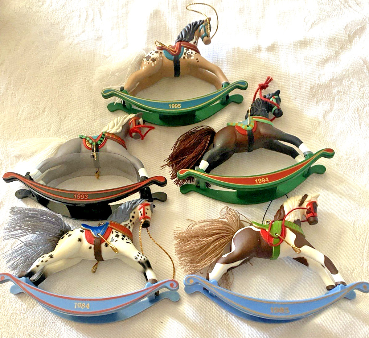 Vintage 1980 / 1990 Hallmark Keepsake Rocking Horse Series No Boxes Lot Of 5