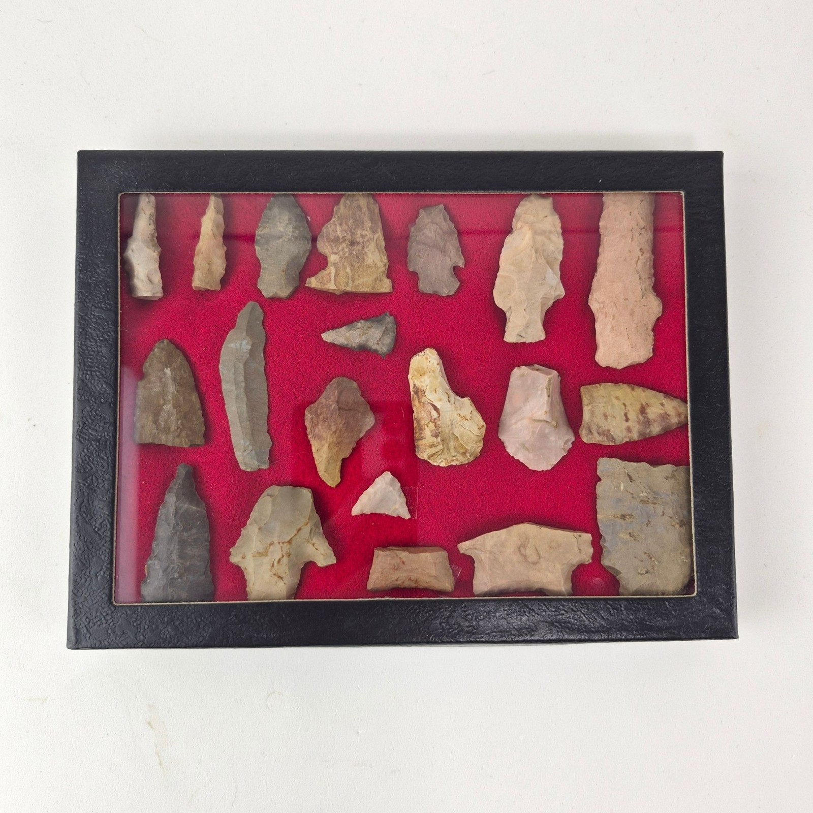 Vintage Arrowhead Collection - 20 Piece Native American Stone Artifacts Display