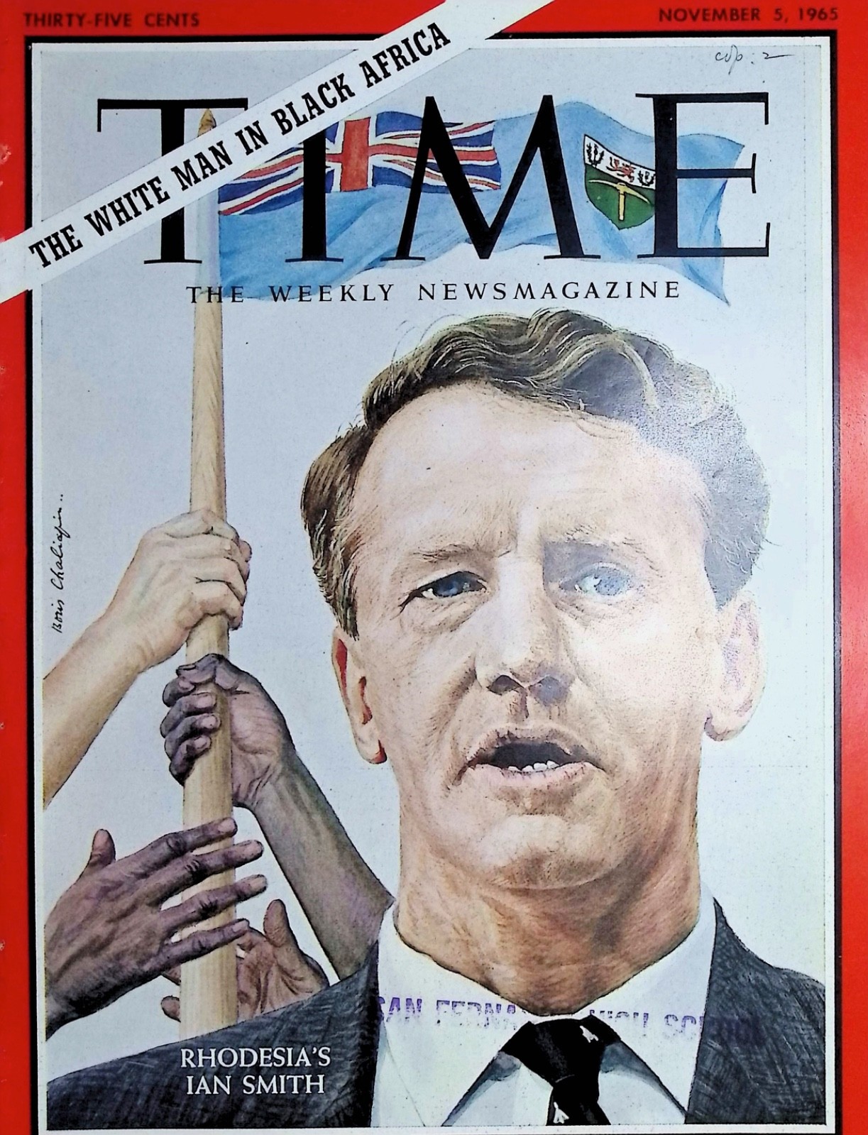 Original Nov 5, 1965 TIME Cover Only: Rhodesia's Ian Smith