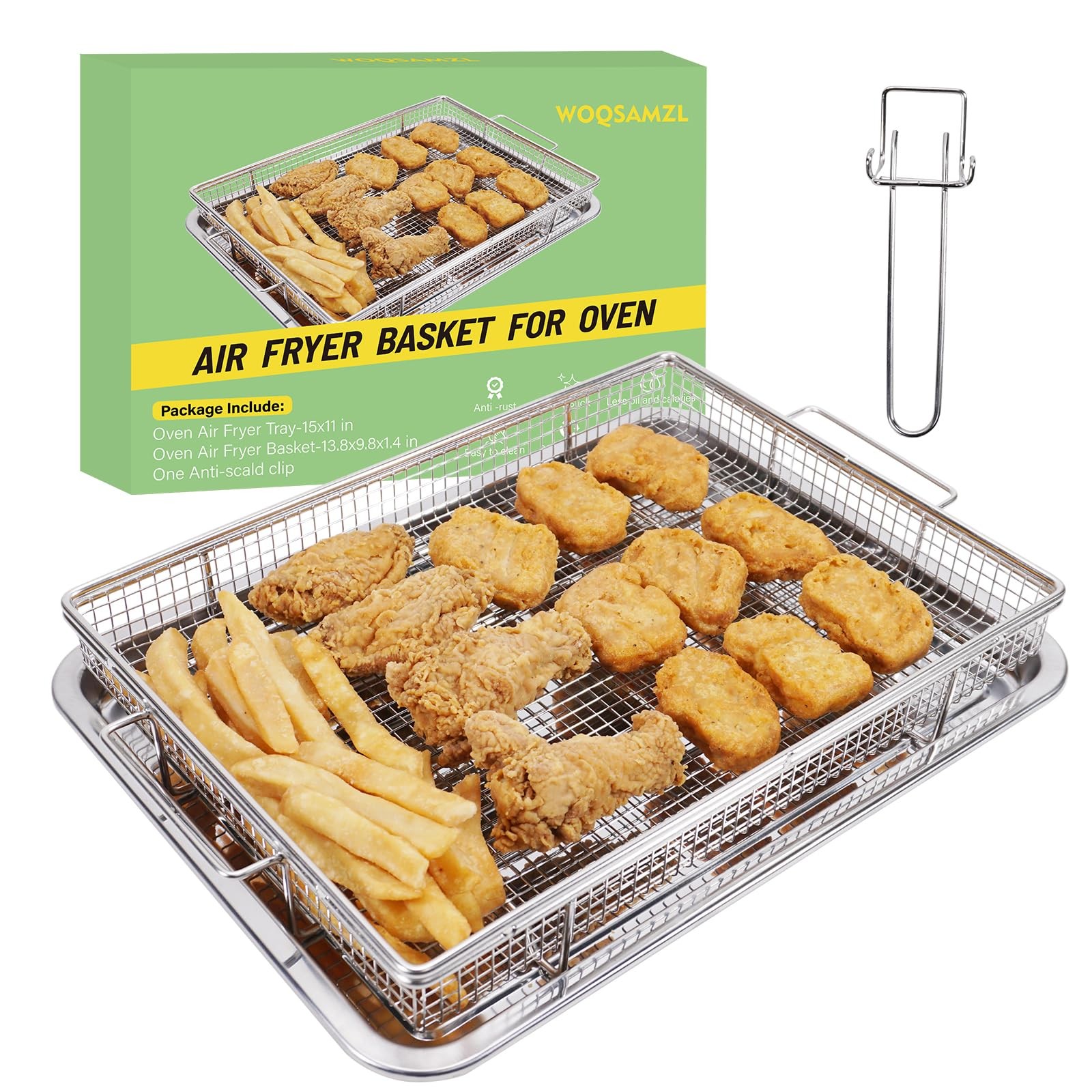 Extra Thick Air Fryer Basket for Oven,2-PCS Set, Heavier Wire for Basket and ...