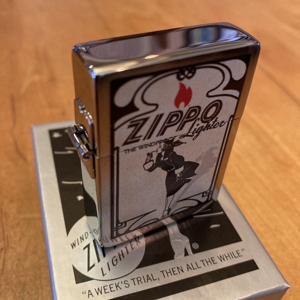 Zippo 02737 Vintage Windy Girl on Poster 1935 Replica Brushed Chrome Lighter