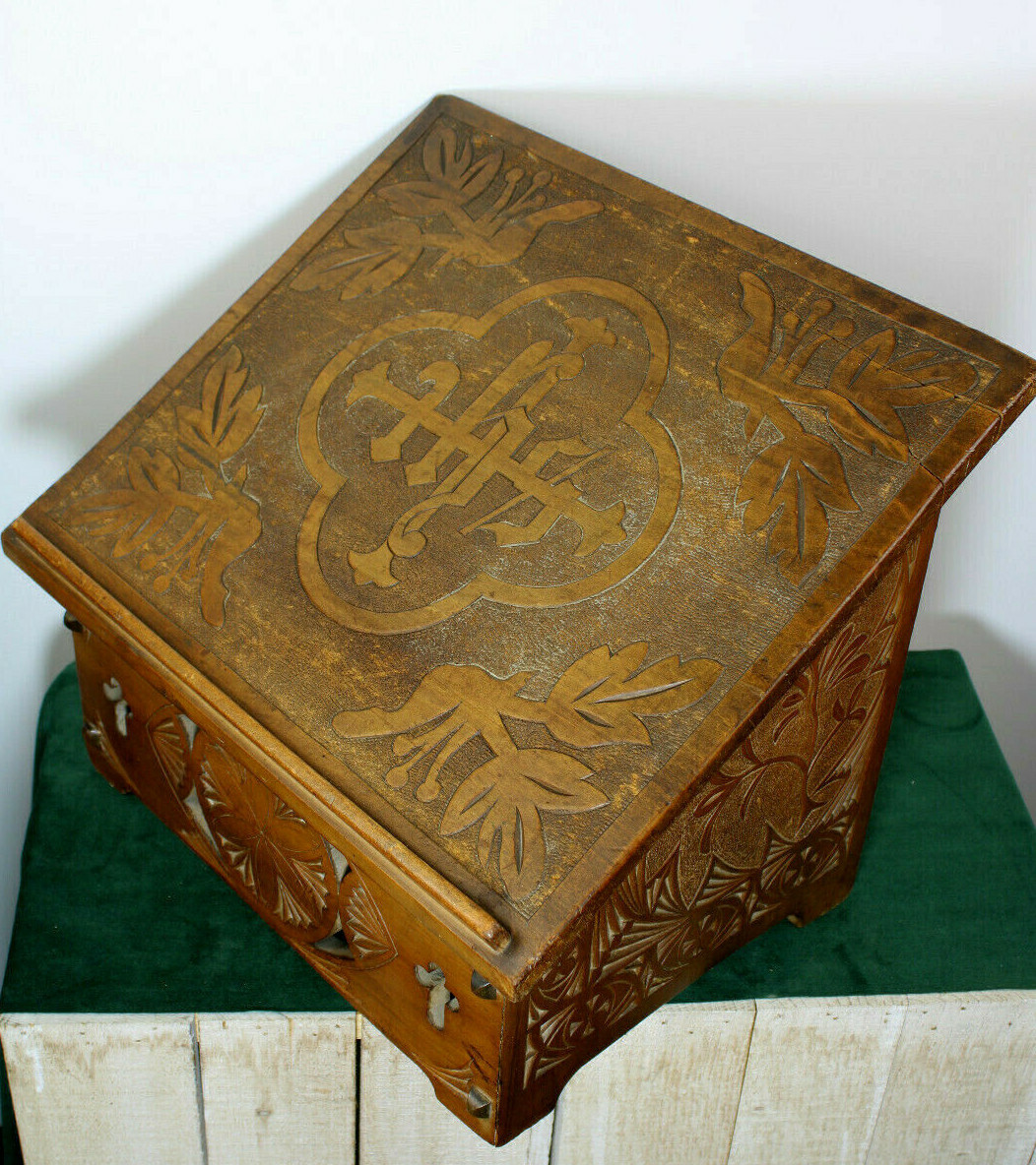 Antique Holland Frisian wood carved Lectern bible stand altar church religious 