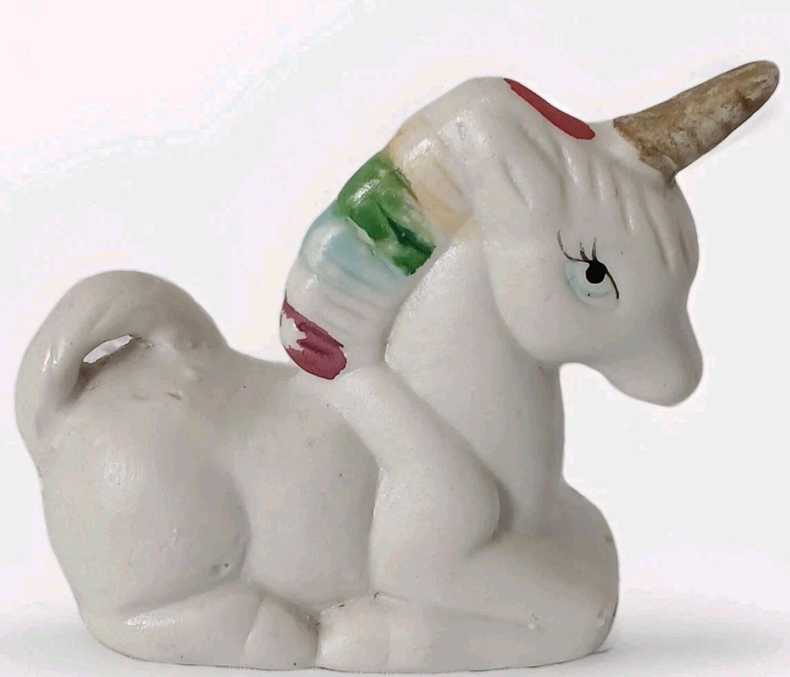 Unicorn Figurine Fantasy Animal Shelf Decor Vintage  Hand-painted Porcelain 