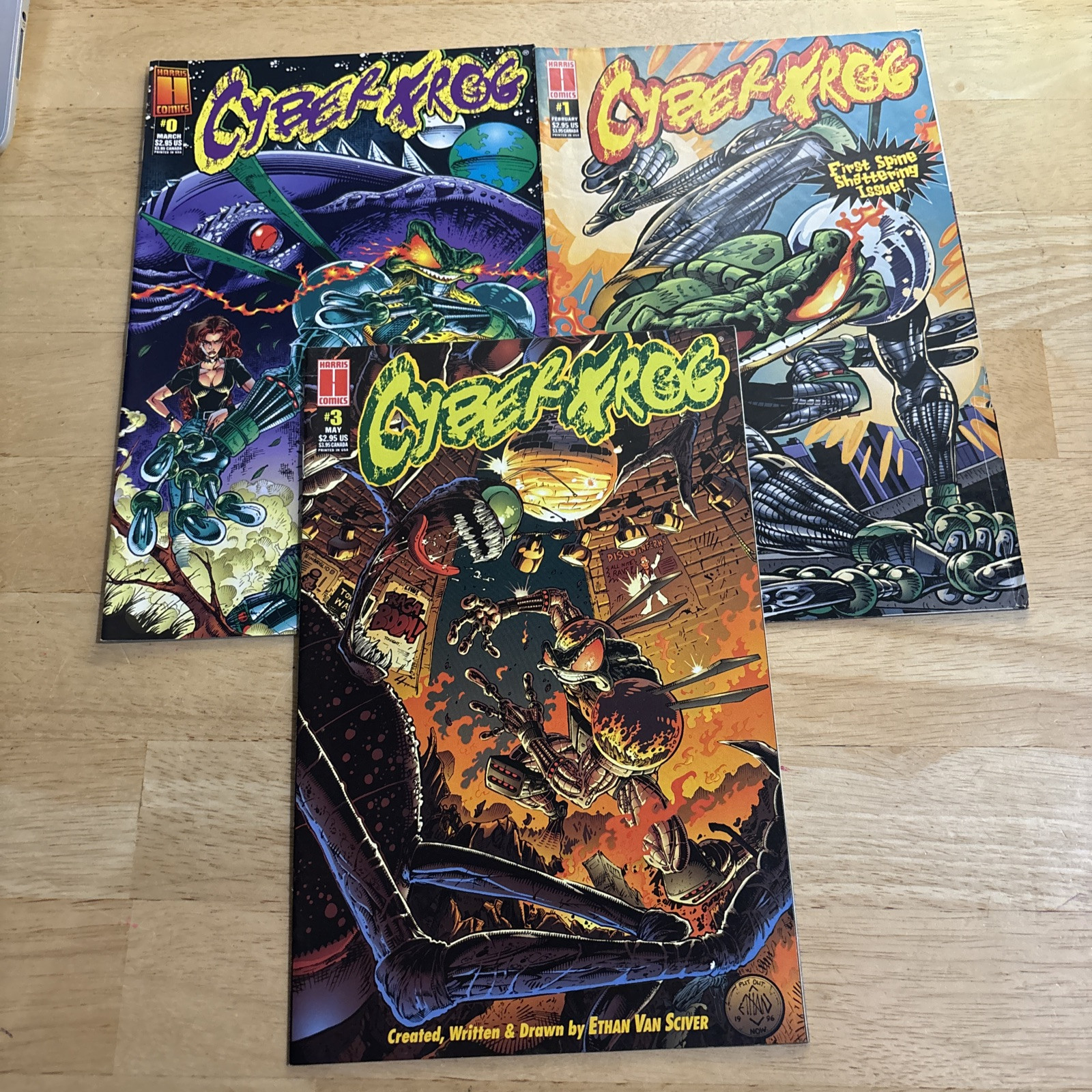 Lot Of 3 Cyberfrog 1st print 1996 # 0 1 3 Harris Comics • Missing #2