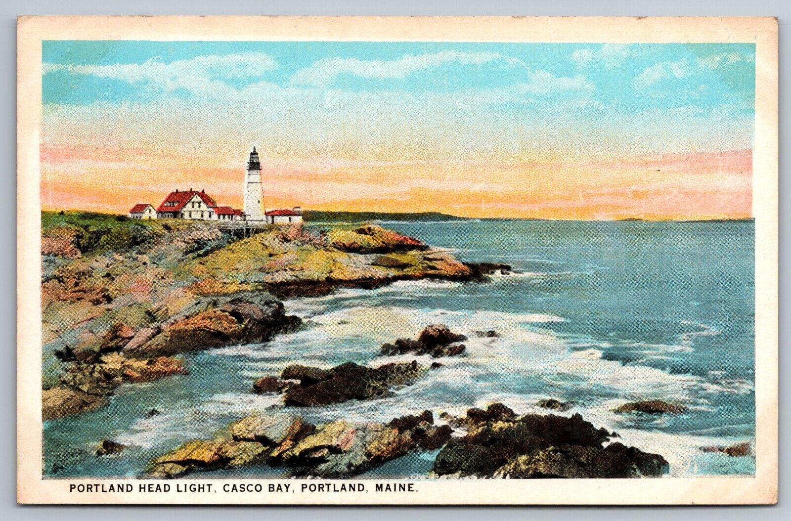 Portland Head Light. Casco Bay. Portland Maine Vintage Postcard