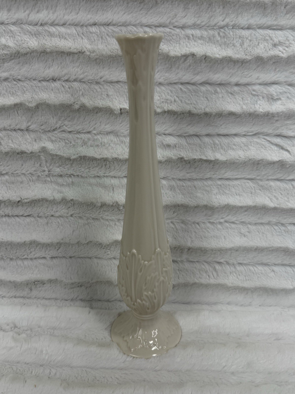 Lenox Single Flower Vase Ivory Porcelain 11” Made In USA Vintage