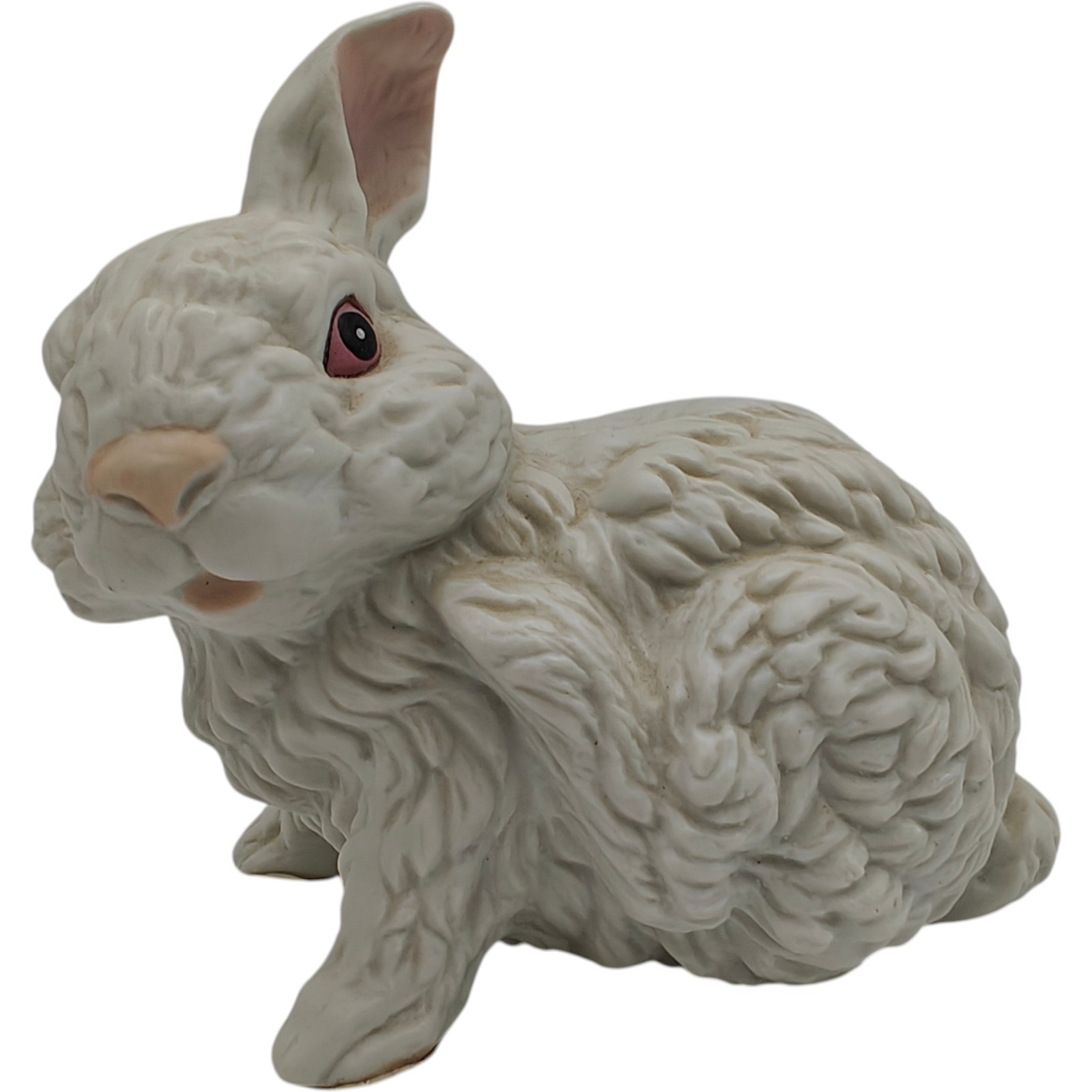 Vintage Textured White Scratching Easter Bunny Porcelain 