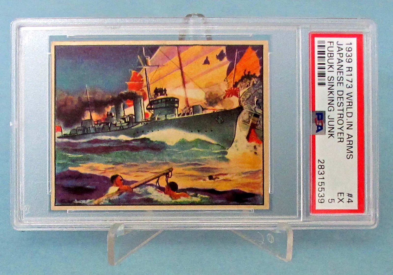 1939 - R173 WORLD IN ARMS - JAPANESE DESTROYER #4 FUBUKI SINKING JUNK PSA 5 - EX