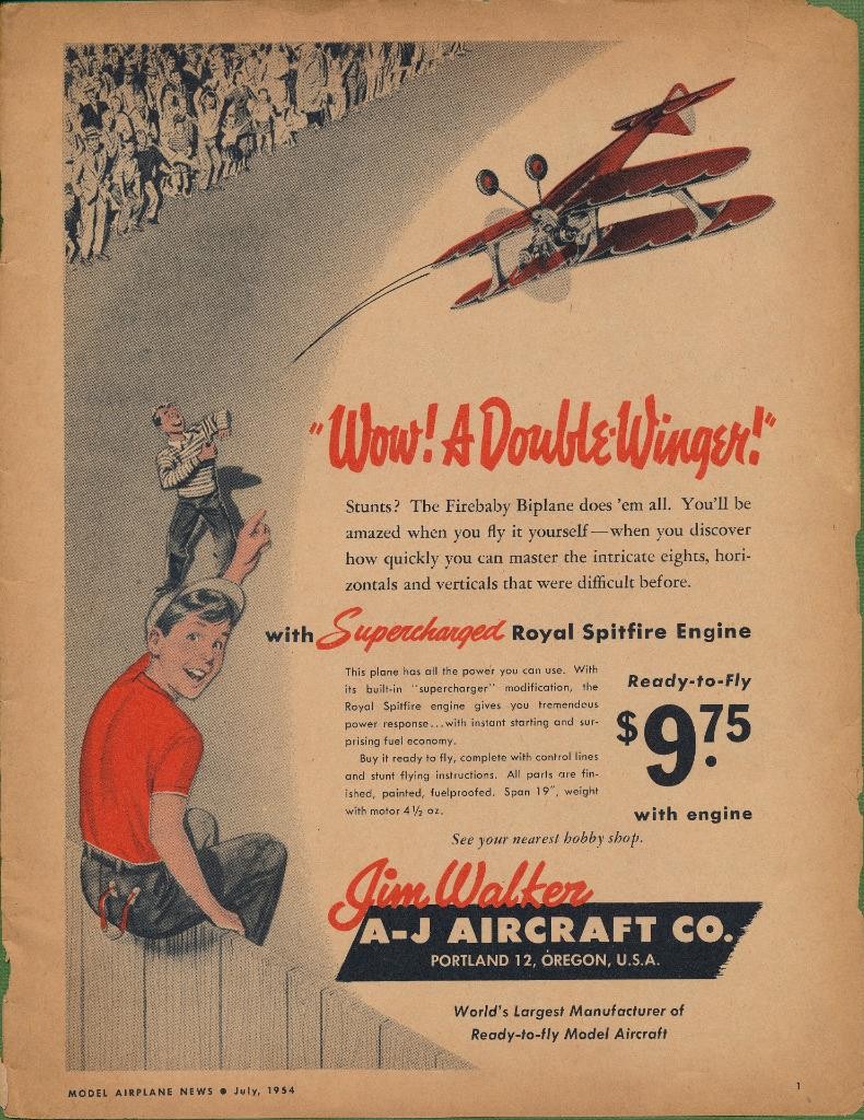 Magazine Ad - 1954 - A-J Aircraft Co., Portland, OR - Model Airplanes