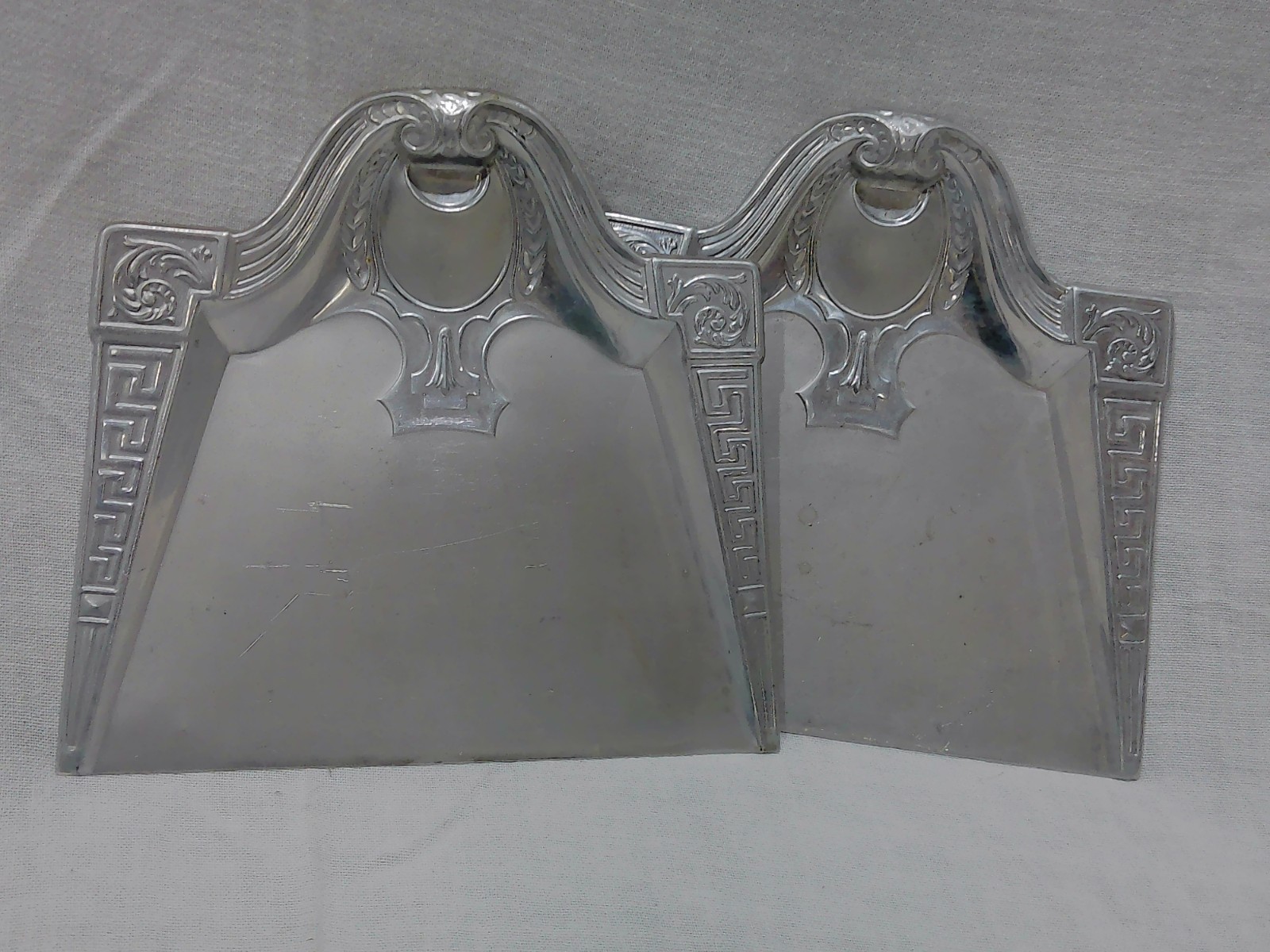 Vintage Aluminum Table Crumb Dustpan Catcher Silent Butler Greek Key