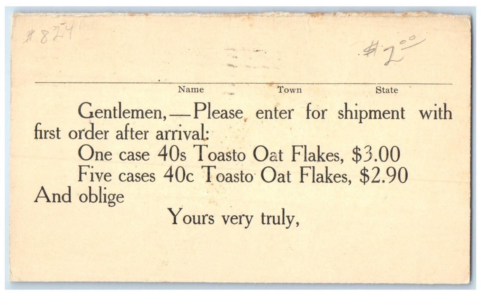 c1940's Oat Flakes Shipment Nave McCord Mercantile St. Joseph MO Postal Card c1940's Oat Flakes Shipment Nave McCord Mercantile St. Joseph MO Postal Card