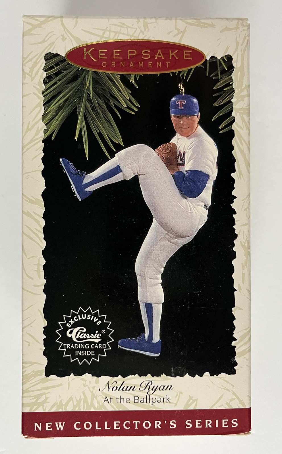 1996 Hallmark Nolan Ryan At the Ballpark Keepsake Ornament with Trading Card NIB