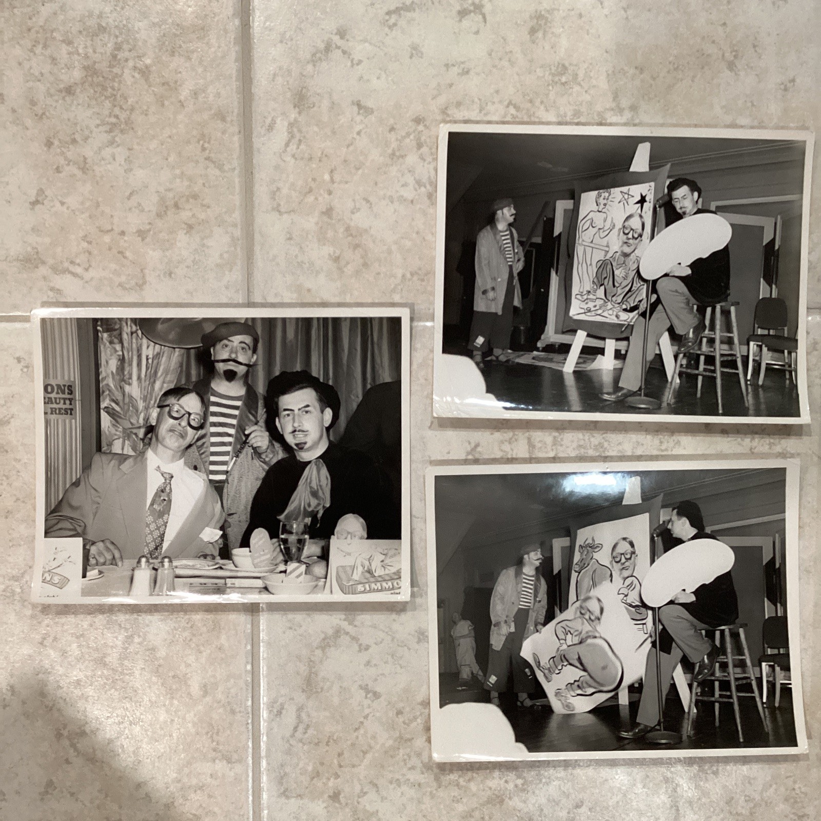 3 Lot Comedian Painting Group Photo Set Cleveland Ad Club Election Day in 50 