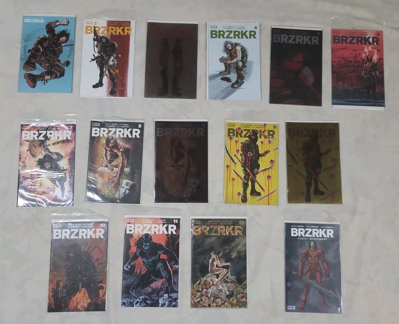 BRZRKR 1-12 variants + foils Complete Set Comic Lot Reeves  BOOM Poetry Madness