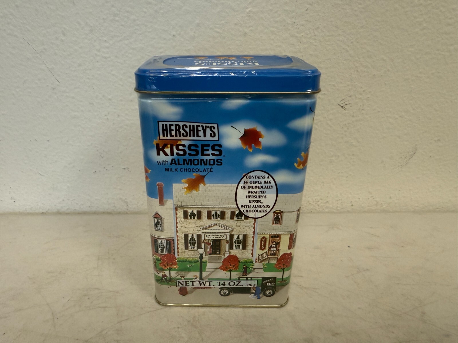 Hershey's Kisses With Almonds Milk Chocolate Blue Fall Tin 14oz