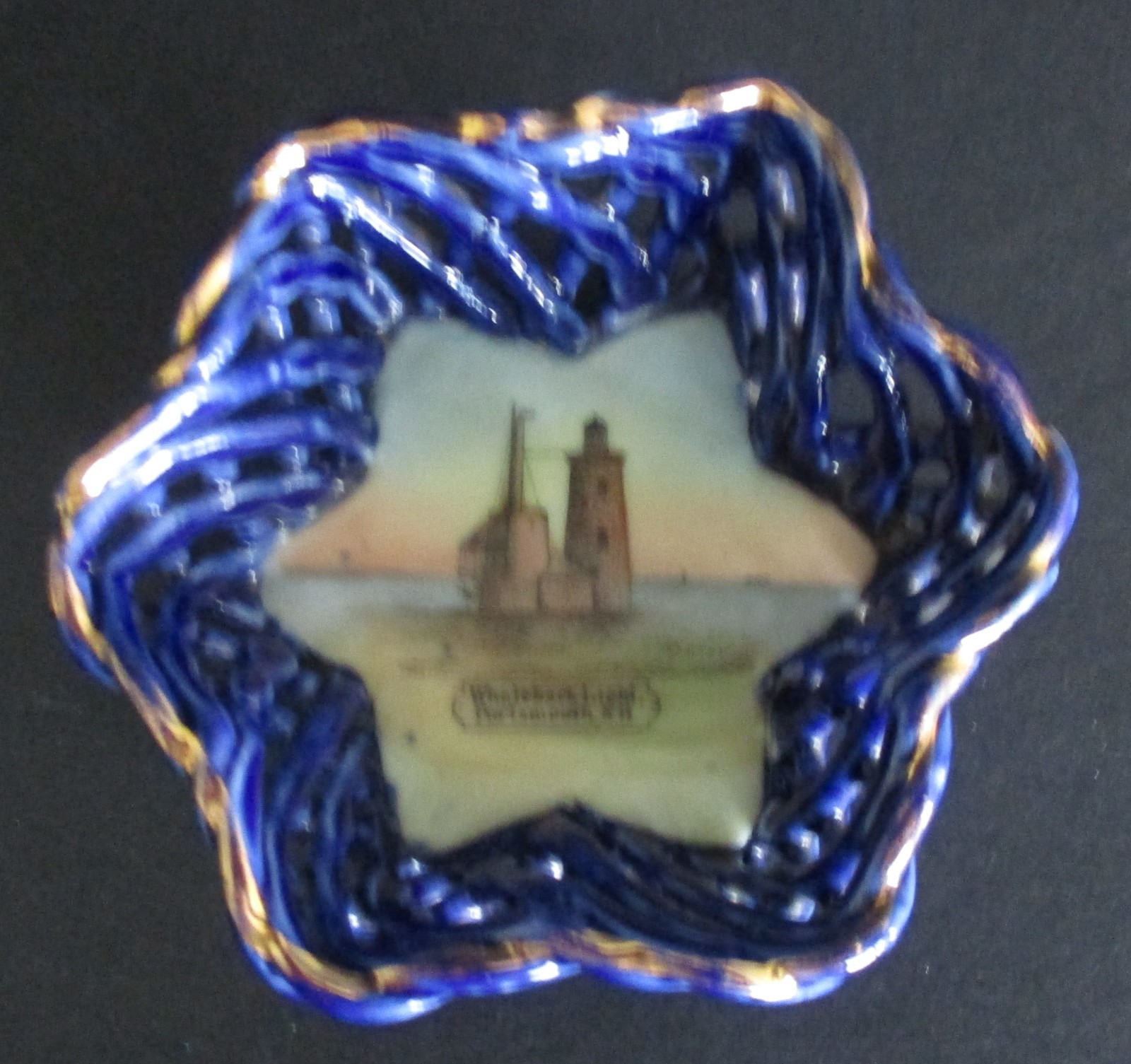 Early 20th Century Souvenir Dish Whaleback Light House Portsmouth New Hampshire