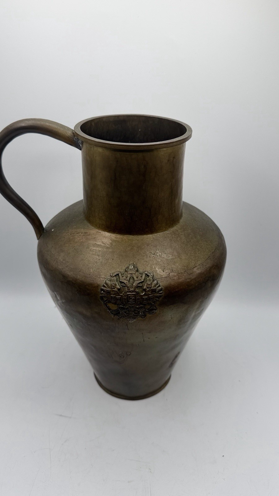 Antique Imperial Russian Brass Pitcher / Jug – Double-Headed Eagle