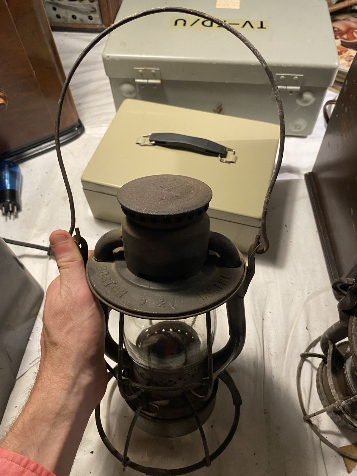 Antique Dietz B & M Railroad Kerosene Lantern Boston and Maine Marked Globe
